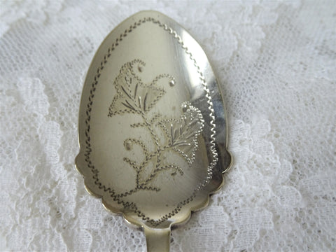 BEAUTIFUL Antique Silver Jam Jelly Spoon,Lustrous Mother of Pearl,Engraved Spoon, Collectible Vintage Serving Silverware