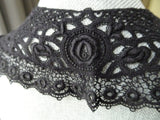 BEAUTIFUL Antique Black Lace Collar, French Lace, Intricate Lace Pattern, Victorian Lace Collar, Collectible Vintage Collars