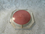 LOVELY Vintage Lucite Powder Compact, Pretty Pink Engraved Lid, Ladies Purse Compacts, Vanity Display,Vintage Collectible Powder Compacts