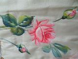 Antique FRENCH HANKY HOLDER Case,Hand Painted Pink Roses Handkerchief Fold,Hankie Keeper,Lingerie Case,Boudoir Hankies Display,French Decor