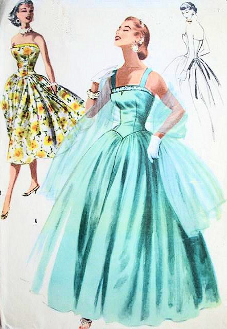 1950s McCalls 3399 EVENING PARTY DRESS Pattern Formal Camisole Bodice  A  Vintage shop