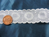 Antique French White On White Embroidered Trim Sweet Leaf Wreaths Scallop Edges Perfect For Dolls Christening Gowns Bonnets Bridal Weddings
