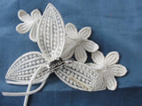 ANTIQUE 1920s Swiss Organdy and Lace Flowers Corsage Brooch Applique Flapper Floral Stamens Millinery Hats Bridal Downton Abbey