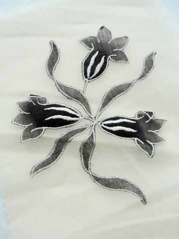 1920s Antique ART DECO Embroidered Organdy and Cotton Vintage Applique Perfect For Flapper Clothing,Hats, Downton Abbey Era