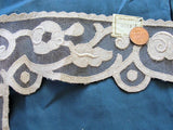 BREATHTAKING 20s Antique French Netted Lace Cotton Appliques Circular Flounce Art Deco Roses Flowers Flapper Era Downton Abbey