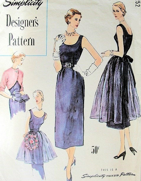 50s Vintage SIMPLICITY DESIGNERS 8252 Pattern Slim Evening Cocktail De – A  Vintage shop