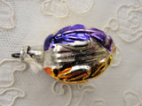 Antique XMAS German Figural Ornament Hand Blown Mercury Glass Painted Purple Gold High Relief Christmas Ornament  Perfect for A Feather Tree