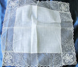 Beautiful antique Lace Hankie BRIDAL WEDDING HANDKERCHIEF Breathtaking Bridal Hanky Fancy Wide Tambour Lace Downton Abbey Era