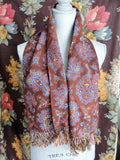 1940s Vintage Scarf Mens ART DECO Style Fringe Paisley Scarf Designer Currie Gentleman Elegant Scarf, Forties Era Menswear Scarves Film Noir