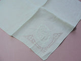 Breathtaking WEDDING BRIDAL Vintage Madeira Monogram HANDKERCHIEF Pretty Hand Embroidery Work Hankie  Lovely Linen White Embroidery