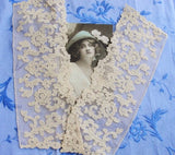 20s Antique  French Tulle Net Lace Tambor Embroidered Applique Lace CUFFS  Flapper Downton Abbey  Bridal Vintage Clothing Never Used