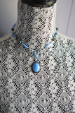 FABULOUS Art Deco Czech Style Vintage Glass Necklace Dazzling Blue Glass Beads and Drop Pendant Old Costume Jewelry