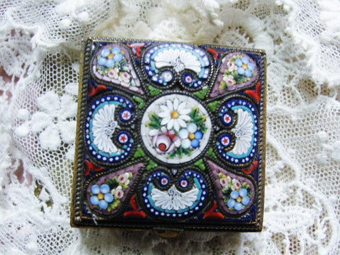FANTASTIC Antique Micromosaic Small Hinged Lidded Box Incredible Workmanship Highly Decorative Small Box