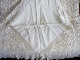 EXQUISITE Victorian Lace and Linen Tablecloth, Tea Time Cloth, Dining Tablecloth, Beautiful Lace French Country, Farmhouse Decor