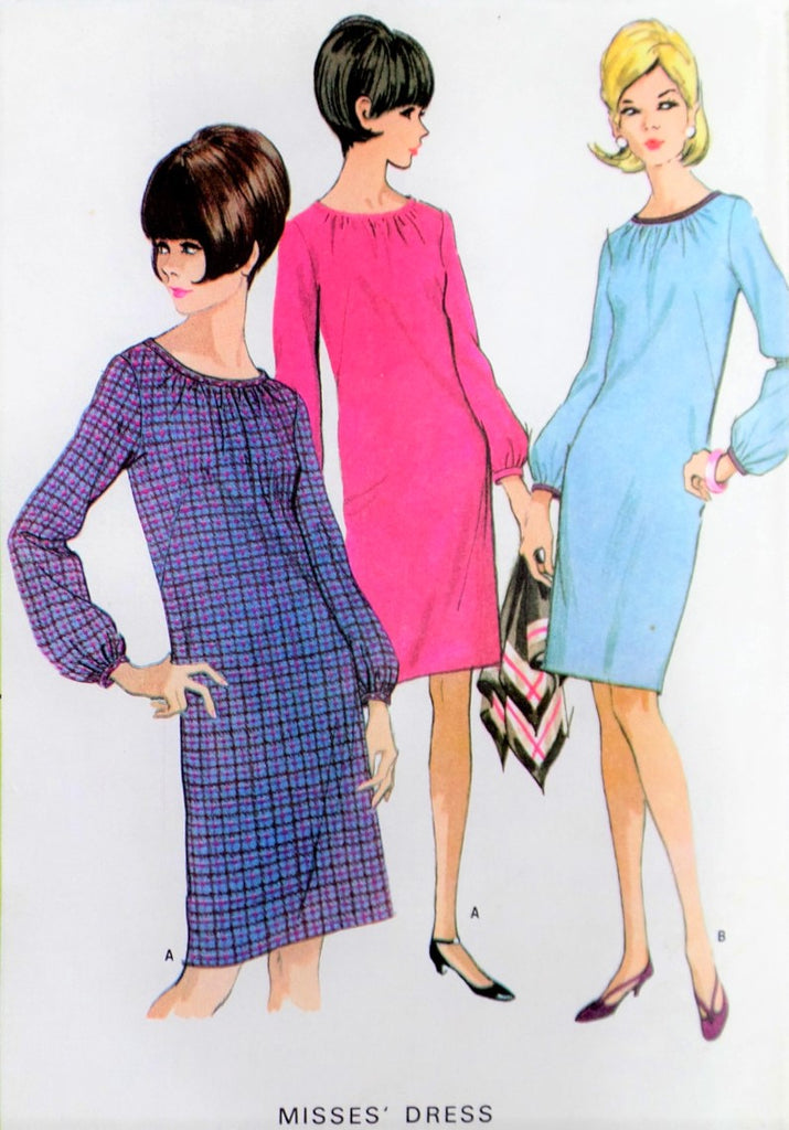 classic shift dress sewing pattern SOLD Original Vintage 1960s Simplicity Slim Sheath Shift Dress Sewing Pattern With A Novelty Print Panel #5309 Bust 34