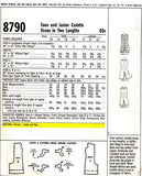 1960s MOD Front Zip Culotte Culottes Pattern McCALLS 8790 Easy To Sew Bust 34 Vintage Sewing Pattern UNCUT