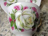 LOVELY Vintage Teacup and Saucer Royal Vale English Bone China Lush White Roses Vintage Cup and Saucer Tea Time Cups and Saucers Bridal Gifts House Warming Gift