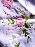 BEAUTIFUL Antique Heavily Embroidered Silk Handkerchief Hanky Lots of Raised Handwork Perfect For Bride Special Wedding Hankie