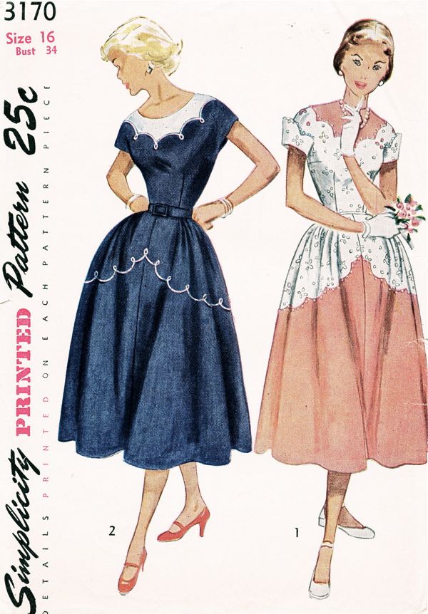 1950s LOVELY Day or Party Dress Pattern SIMPLICITY 3170 Pretty Full Sk A Vintage shop 1950s LOVELY Day or Party Dress Pattern SIMPLICITY 3170 Pretty Full Sk A Vintage shop