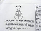 50s LOVELY Day or Party Dress Pattern SIMPLICITY 4328 Round Yoke Sun or Cocktail Dress Bust 29 Vintage Sewing Pattern