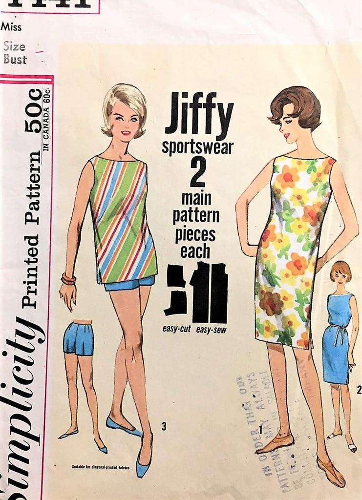 1960s FAB Shift Dress Top Shorts Pattern SIMPLICITY 4441 Jiffy Beach W – A Vintage shop