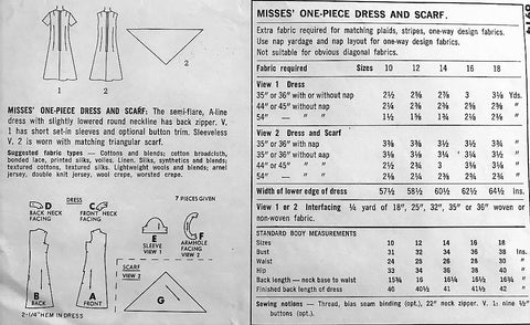 1960s Flared A-Line Dress and Scarf Pattern SIMPLICITY 6914 Figure Fla A Vintage shop 1960s Flared A-Line Dress and Scarf Pattern SIMPLICITY 6914 Figure Fla A Vintage shop