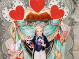 BEAUTIFUL Large Vintage VALENTINE Fold Out Honeycomb Boy Doves Decorative Collectible