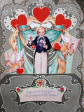 BEAUTIFUL Large Vintage VALENTINE Fold Out Honeycomb Boy Doves Decorative Collectible