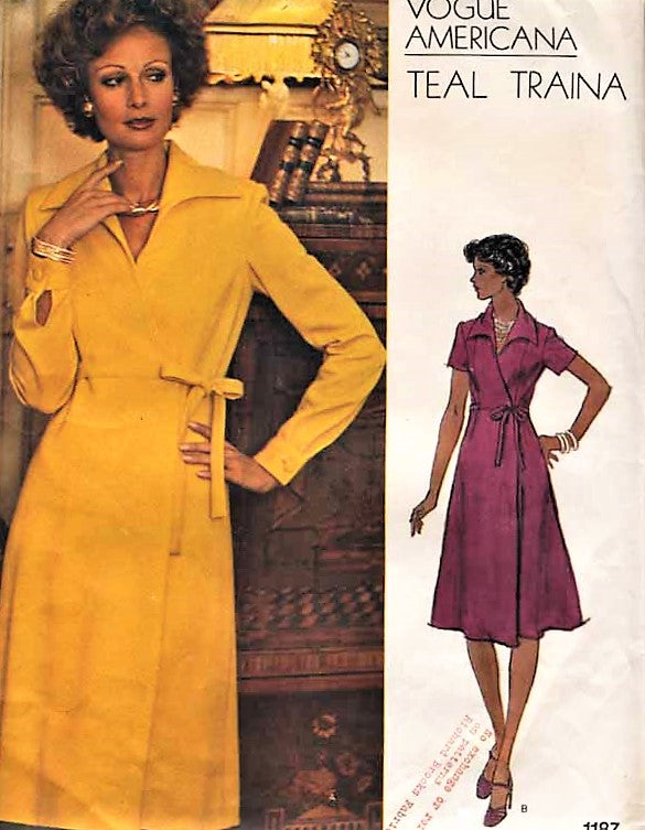 1970s wrap dress 1970s STYLISH Teal Traina Side Wrap Dress Pattern VOGUE AMERICANA 1187 – A Vintage shop