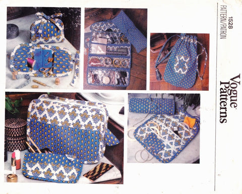 FAB Vogue 1528 Pattern Travel Accessories Jewelry, Roll, Hanging Organizer, Cosmetic Kit or Case, Sewing Kit and Shoe Bag Vintage Sewing Pattern UNCUT
