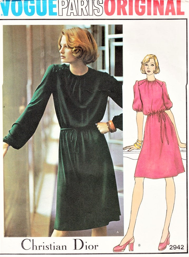 1970s PRETTY Dress Pattern Vogue 2942 VOGUE Paris Original Bust 34 Vin – A Vintage shop